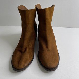 Lucky Brand Women Brown Suede Leather Ankle Boot Back Zip Size US 8 M EU 38